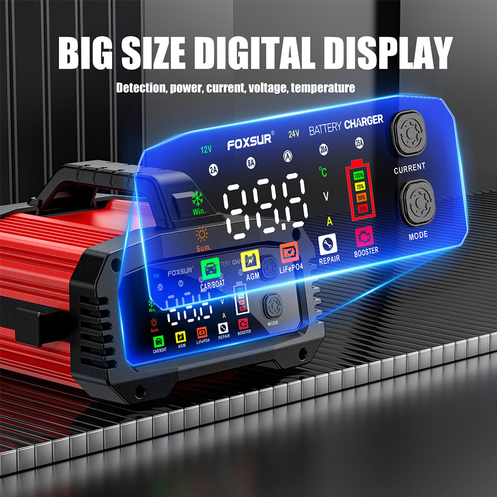 15A/24V 25A/12V Automotive Batterie Ladegeräte 350W High Power Smart Booster Puls Reparatur große Digital Display Speicher Zelle Ladegerät