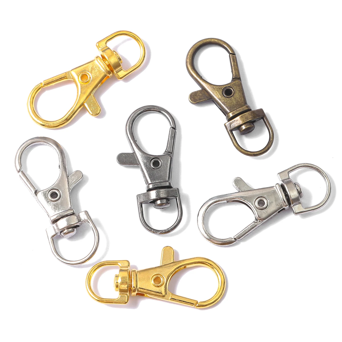 Llavero dividido con cierre de langosta giratorio, conector para bolso, cinturón, cadenas de perro, hallazgos para hacer joyas DIY, 20/50 unidades por lote