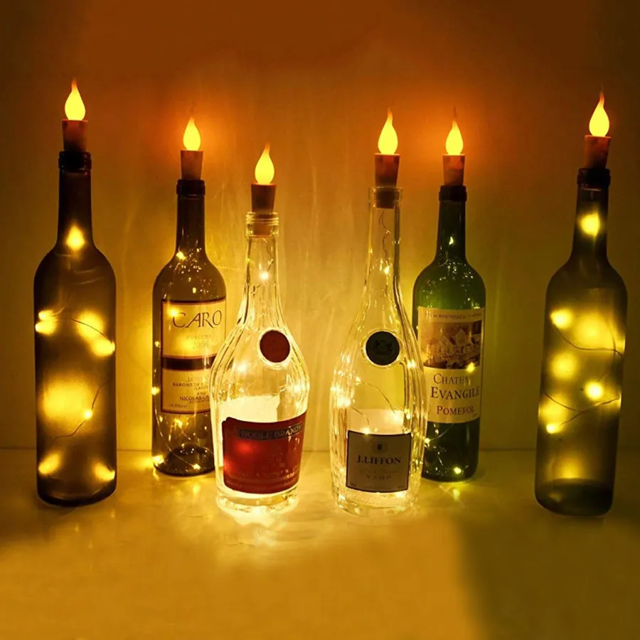 10 Stück flackernde Flamme Kerzen Weinflasche Licht 2m 20led DIY Flasche Kork Form Fee Licht Hochzeits feier Urlaub Girlande Dekor