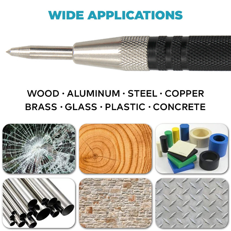 Punção central preta e branca de 155mm, tipo mola automática, localizador de vidro, disjuntor de janela, 128mm, ferramenta de centralização de perfuração