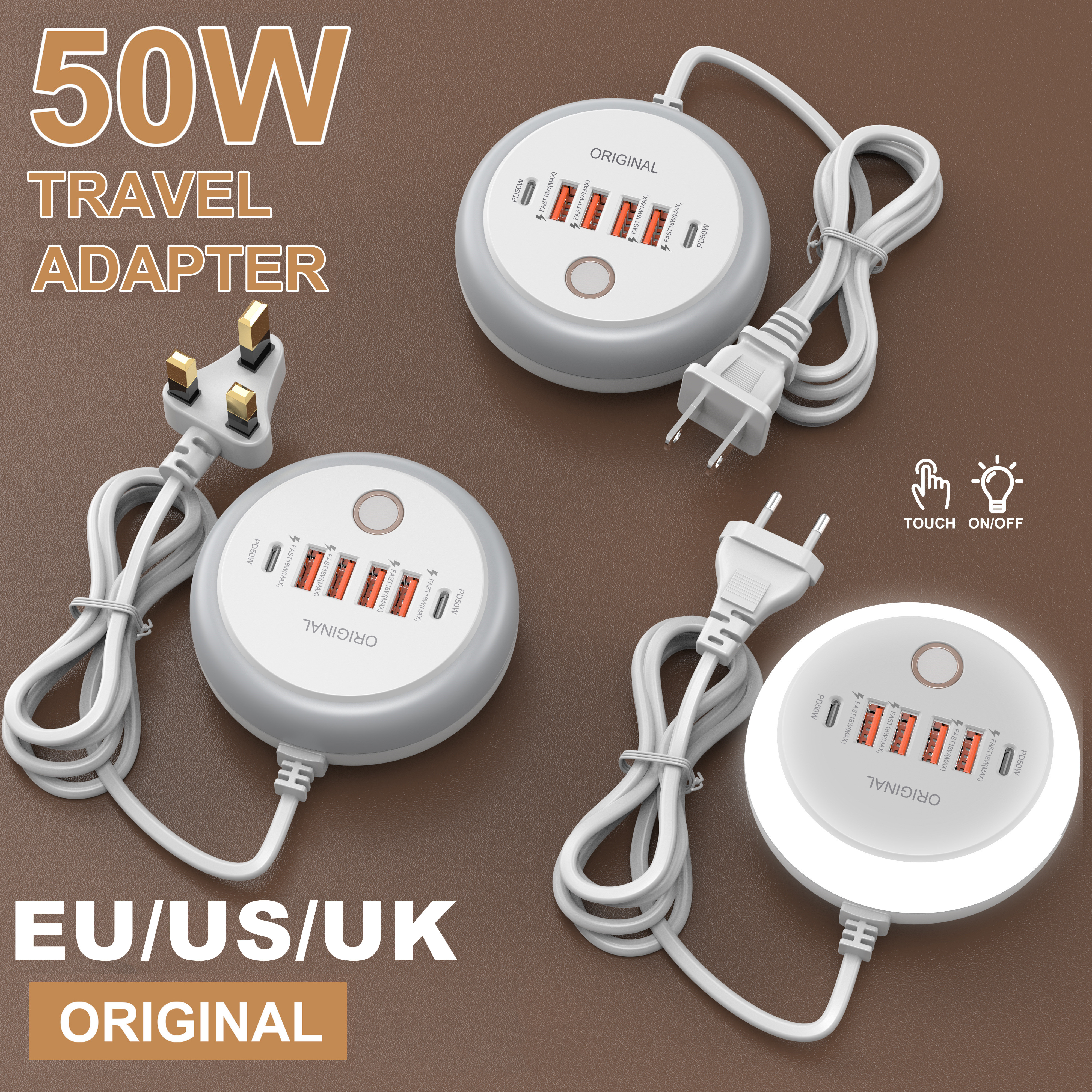 50W PD Charger Multi Ports Type C USB Fast Charging Wall Charger USB C Hub For Samsung iPhone Xiaomi EU/US/UK Plug Phone Charger