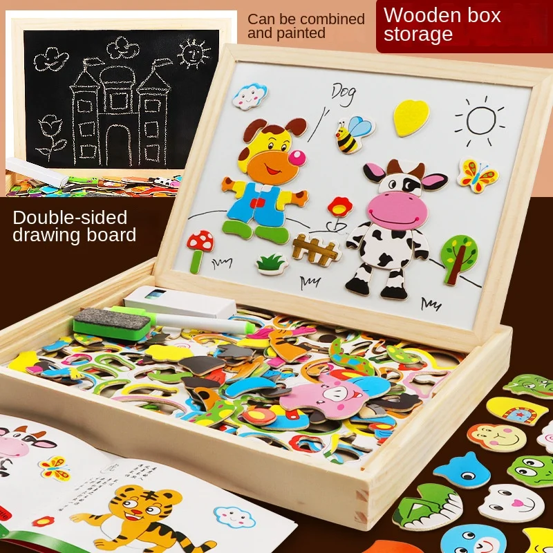 Puzzle en bois jouet planche à dessin préscolaire pour enfants bébé fille 3.4,5 ans maternelle. Cadeau d'anniversaire jouet Montessori