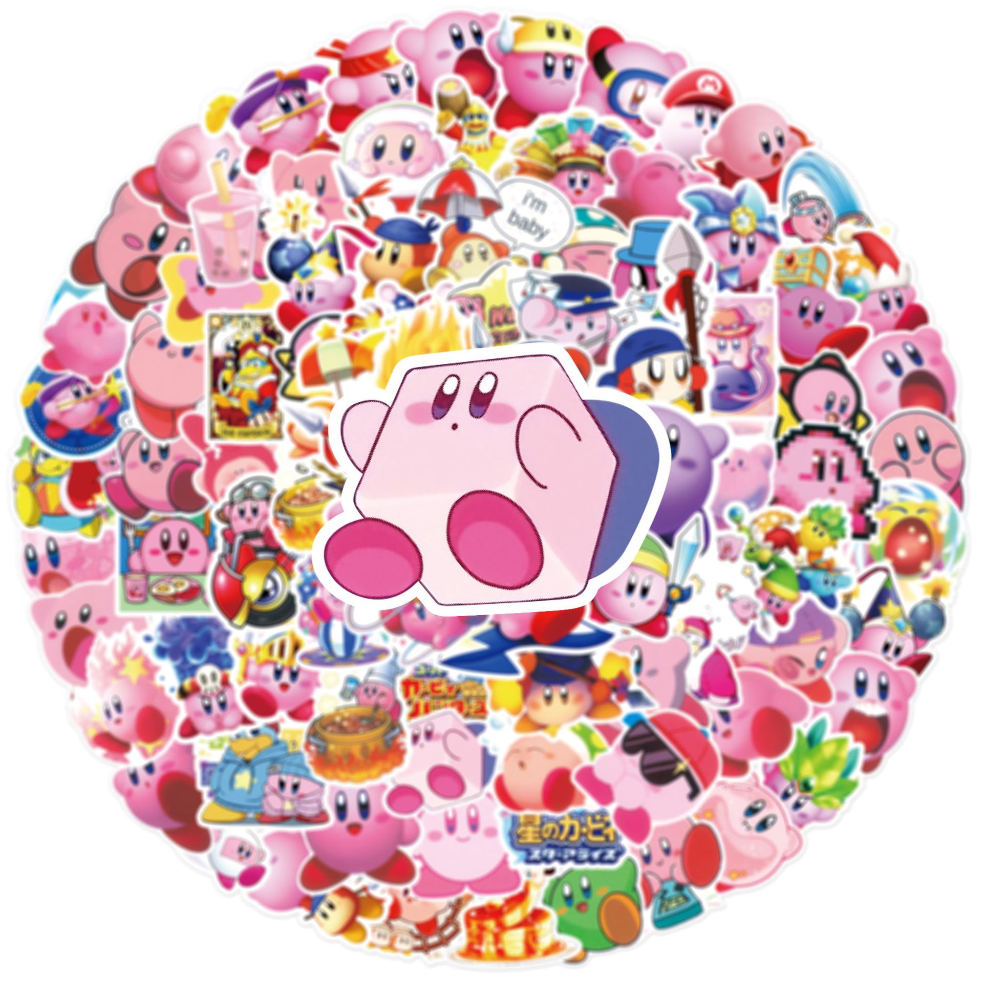 แพ็คสติกเกอร์ kirby 100ชิ้นสติกเกอร์อะนิเมะกันน้ำเคสแล็ปท็อปผิวน่ารักเคสโทรศัพท์น่ารักบรรจุภัณฑ์น่ารักอุปกรณ์เครื่องเขียนอุปกรณ์ศิลปะ