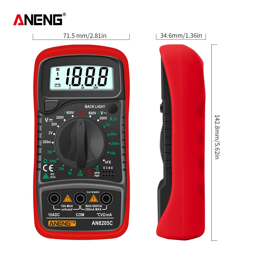 ANENG AN8205C สมาร์ทเครื่องทดสอบมัลติมิเตอร์ Ohmmer การทดสอบแรงดันไฟฟ้าแบบพกพาแรงดันไฟฟ้าเครื่องมือ Multimetro