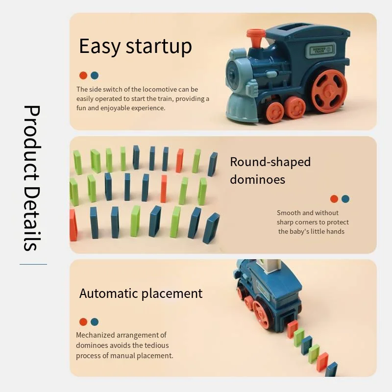 Treno de dominó para crianças, carro elétrico automático, conjunto de dominó colorido, brinquedos educativos, blocos, presente para meninos e meninas