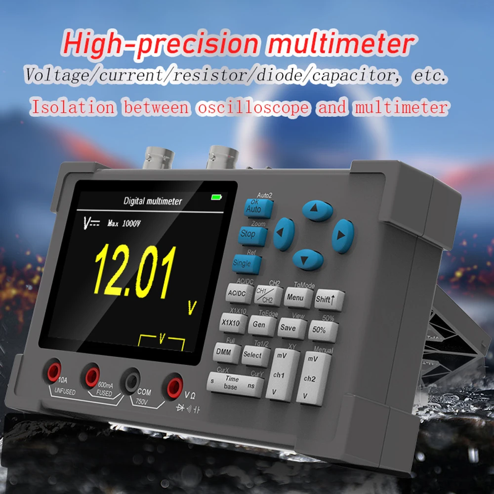 3 in1 oscilloscopio digitale multimetro generatore di segnale doppio canale 120Mhz larghezza di banda 250MSa/s frequenza di campionamento oscilloscopio portatile