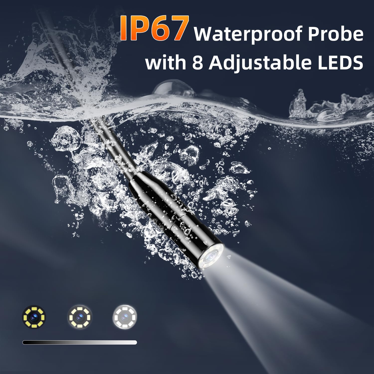 2MP Endoscope Camera 4.3 IPS Screen Single Lens Borescope Inspection Camera with 8mm IP67 Waterproof Snake Camera for Car Engine