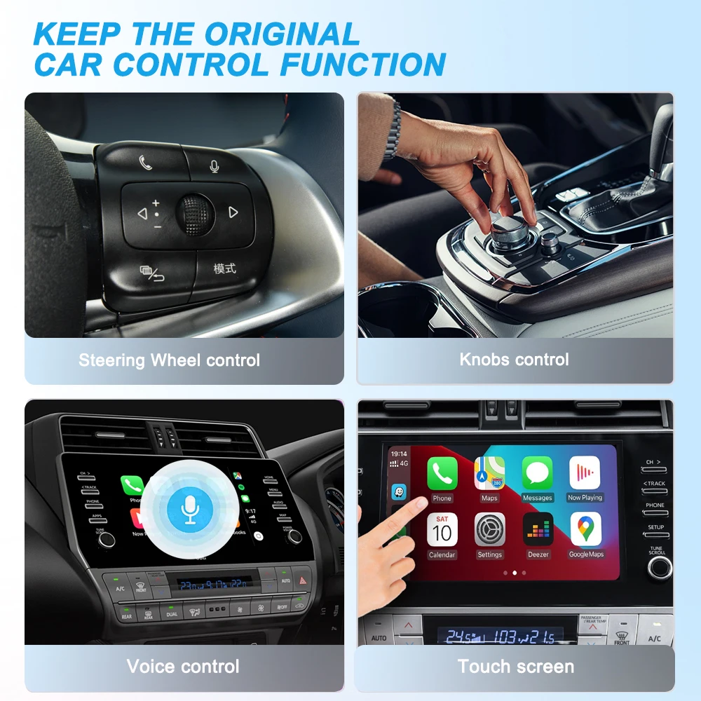 Wired to Wireless CarPlay Adapter 2in1 Smart Box Plug and play Auto Connect Wireless Android Auto For Mazda Audi Kia Ford Audi