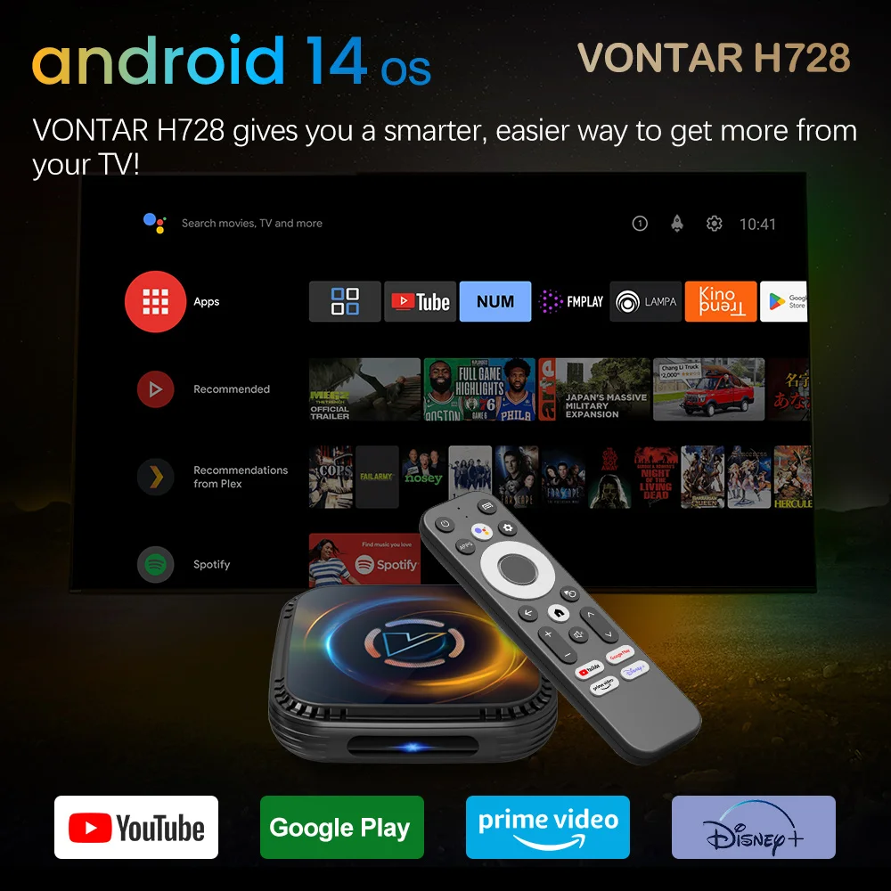 VONTAR H728 Android 14 TV Box Allwinner H728 Octa Core Cortex A55 Support 8K Video 4K 1000M LAN Wifi6 Media Player Cooling  Fan