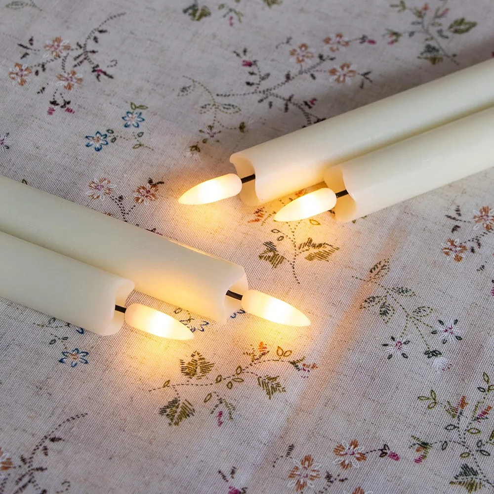 2Pack LED Flameless Taper Candles Lights 3D Wick Battery Christmas Simulation Candles Window Candles Long Electric Candles Lamp