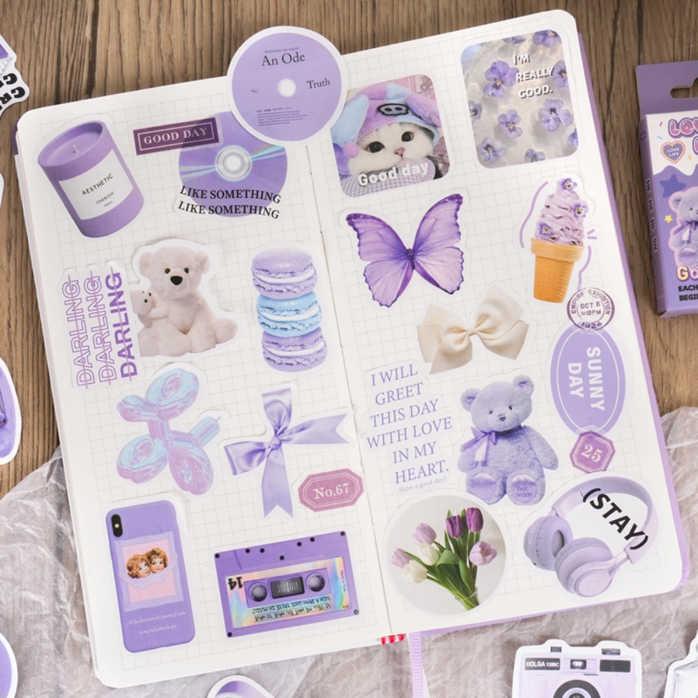 Mr. Paper Cute Cartoon Animal Box Stickers DIY Decorative Handbook Materials Kawaii Stickers Stationery 50pcs/box