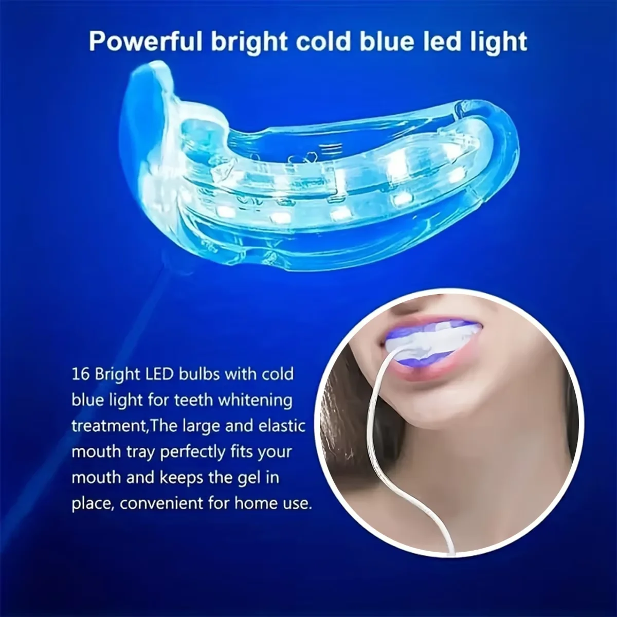 ไฟฟอกสีฟัน LED 3 in 1 แบบพกพา ชาร์จผ่าน USB สำหรับใช้ที่บ้านและเดินทาง แสงสีฟ้าช่วยฟอกสีฟัน ทำความสะอาดและดูแลช่องปาก