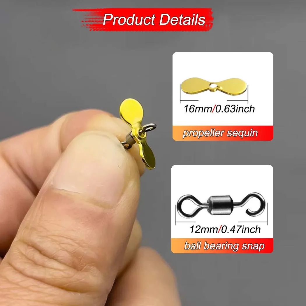 5Pcs/Box Propeller Worm Fishing Lure Spinner Spinning Bait Rotating Blade Sequin Bionic Fish Lure