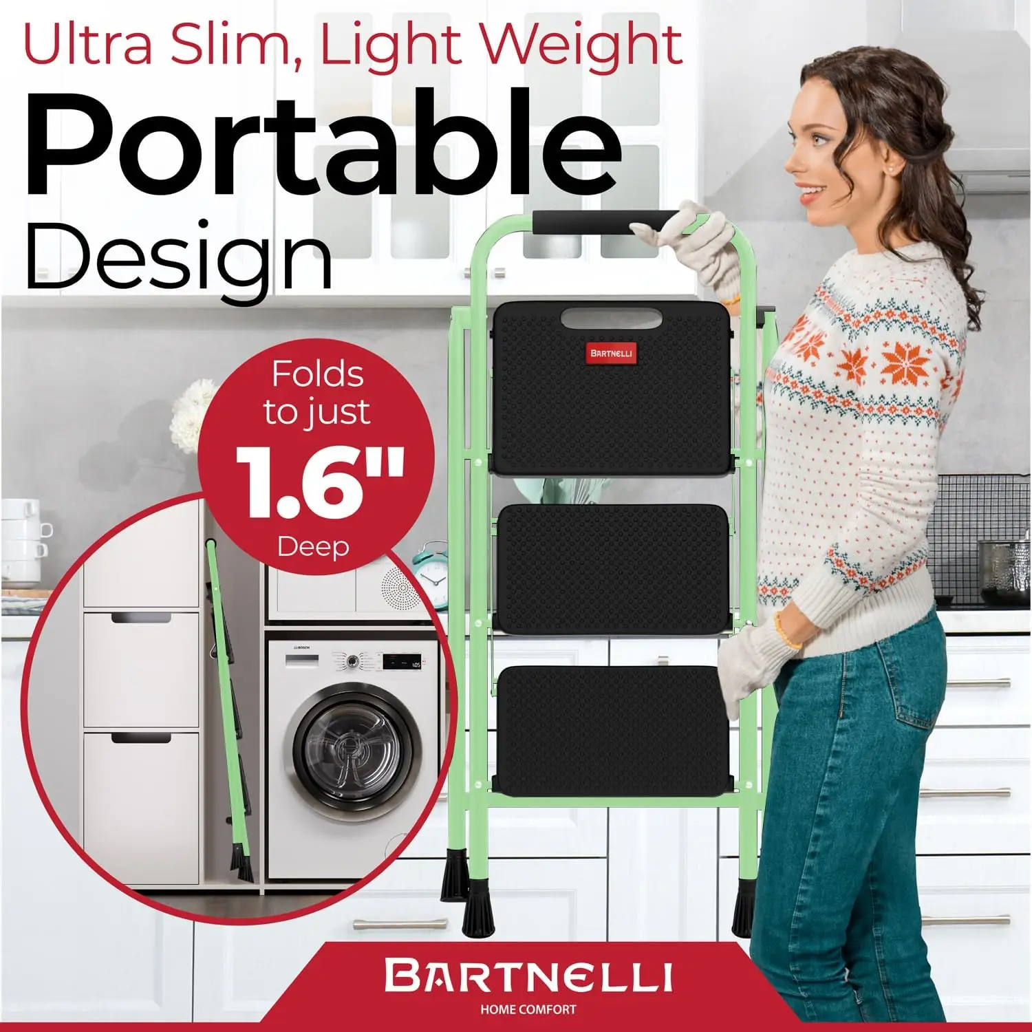 3 step foldable step stool | Rock-solid 500 lb capacity, built with the highest grade of robust steel construction