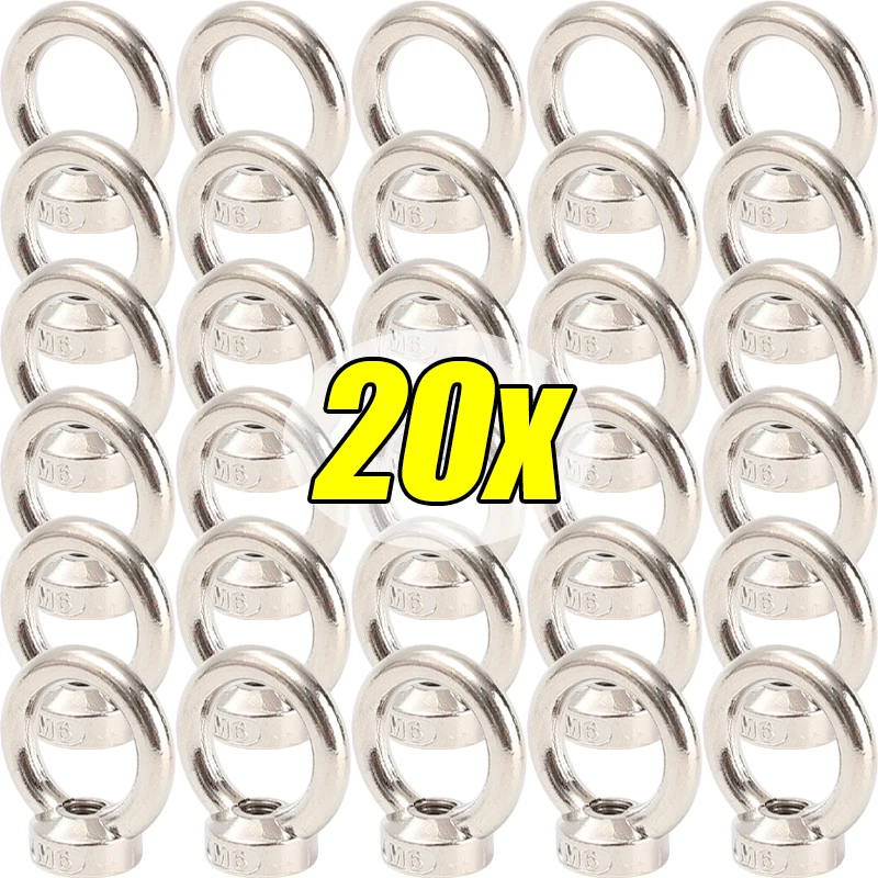 Tuercas de anillo de elevación Circular M5/M6, 5-20 piezas, tuerca roscada de ojo de elevación, tornillo de fijación, herramientas de tornillos de tuerca de enganche de anillo de aleación de Zinc