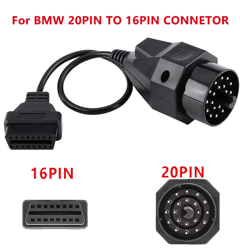 Obd Naar Obd2 Adapter Voor Bmw 20pin Naar OBD2 16PIN Vrouwelijke Connector E36 E39 X5 Z3 Voor Bmw Alle 20 Pin Obd 2 Auto Diagnostische Kabel