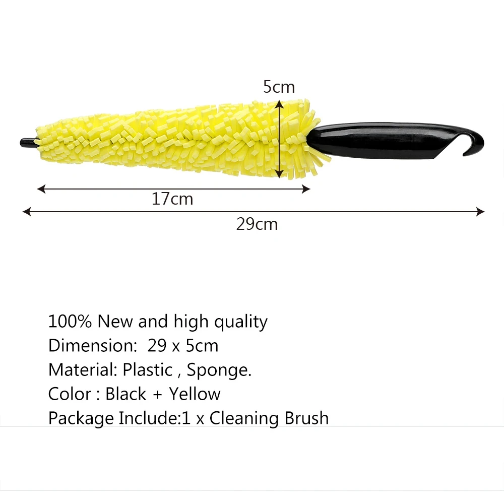 29cm 오토바이 스펀지 브러쉬 휠 림 와셔 자동차 허브캡 세척 자동차 청소 도구 손잡이 포함 자전거 먼지 피트 바이크 액세서리