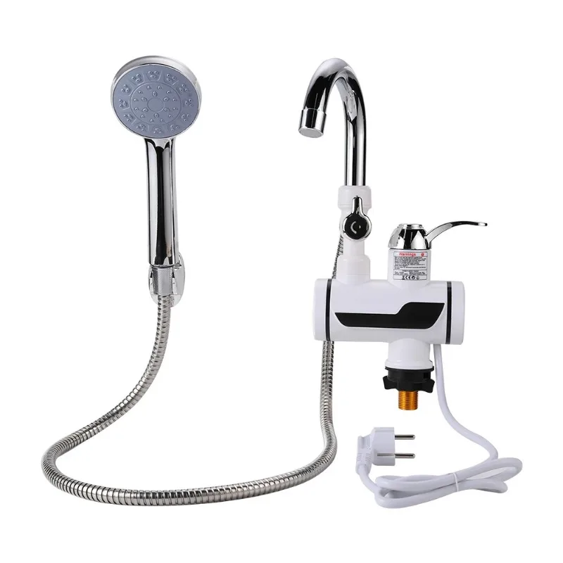 Calentador de agua eléctrico instantáneo con enchufe europeo de 3000W, pantalla Digital para ducha, calentador de grifo de agua caliente sin tanque para cocina y baño de 220V