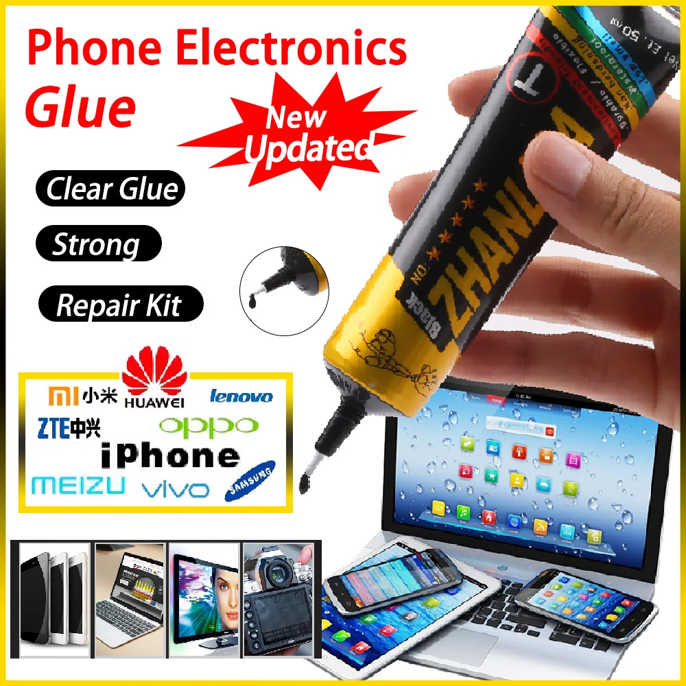 15/50/80ML Zhanlida Black Glue for Phone Cell Mobile Computer Electronics Speaker Repair Adhesive Waterproof Universal Sealant
