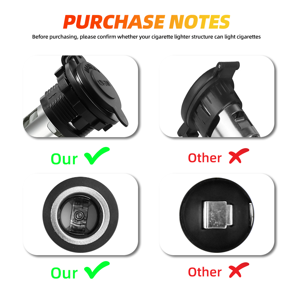 12 V/24 V 自動車オートバイのシガーライター電源プラグソケット防水カバーケース付きオートバイボート芝刈り機車