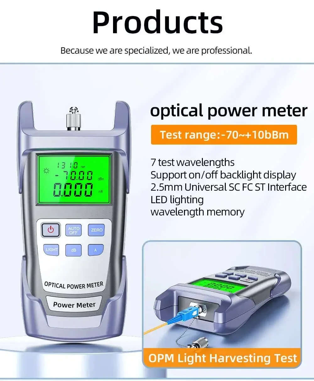 ZoeRax 11-in-1-FTTH-Glasfaser-Toolkit mit -70 ~ + 10 dBm optischem Leistungsmesser, 10 MW visueller Fehlerorter, Glasfaserschneider