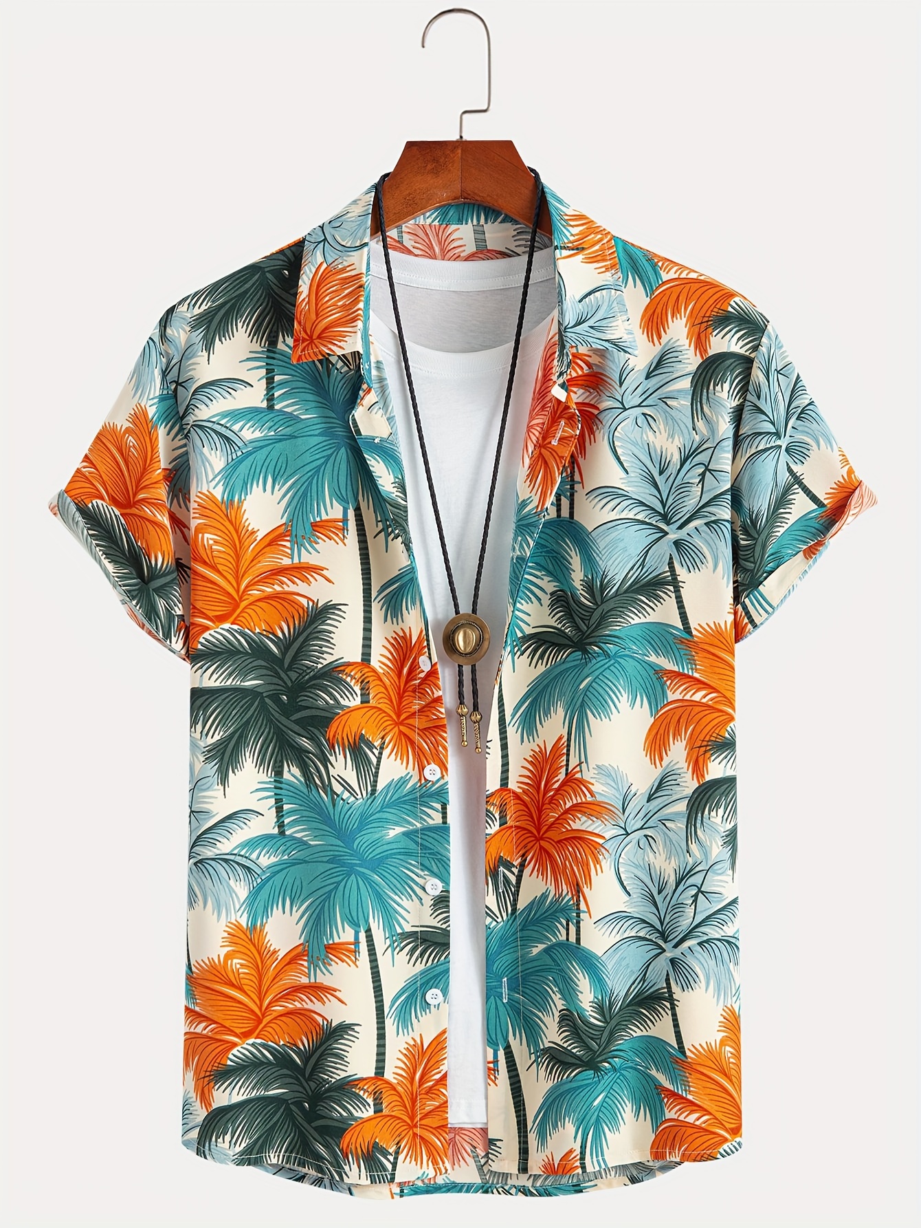 Camisa de manga corta con solapa y botones para hombre, diseño de árbol de coco Tropical, para vacaciones de verano, camisetas de gran tamaño de estilo hawaiano