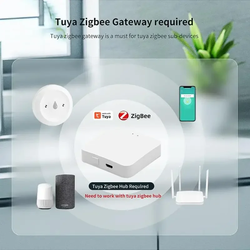 Tuya ZigBee Smart Watersensor Detector Overstromingslekkage Alarm APP Controle Waterdicht voor Thuis Keuken Badkamer Smart Life Gateway