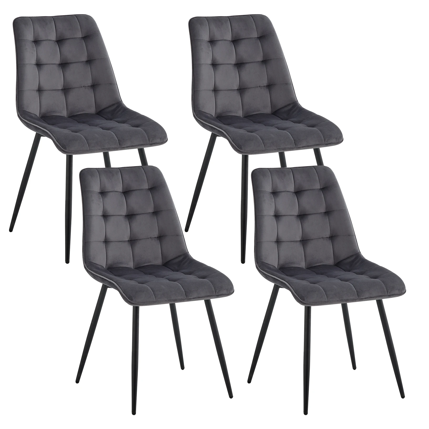 EGOONM Un set di 4 sedie da pranzo in velluto Gambe in metallo Sedia moderna e confortevole per cucina Camera da letto Soggiorno Mobili per la casa