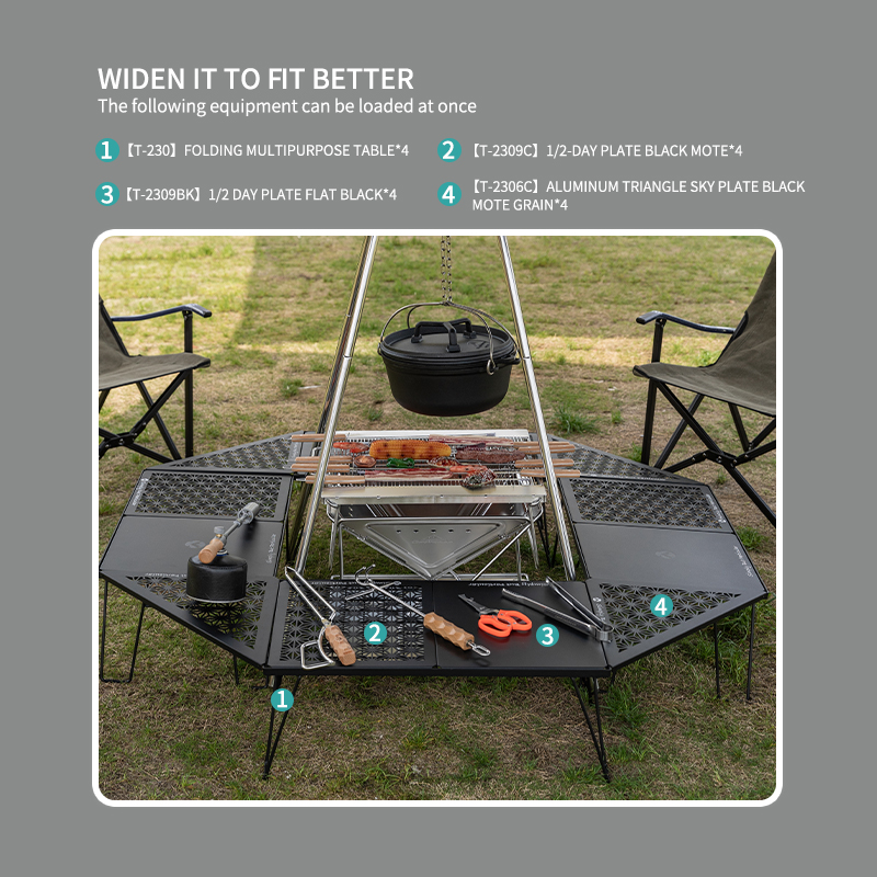 CAMPINGMOON-Bolsa de almacenamiento de red plegable portátil, mantel de escritorio multifuncional, al aire libre para acampar, Picnic, barbacoa