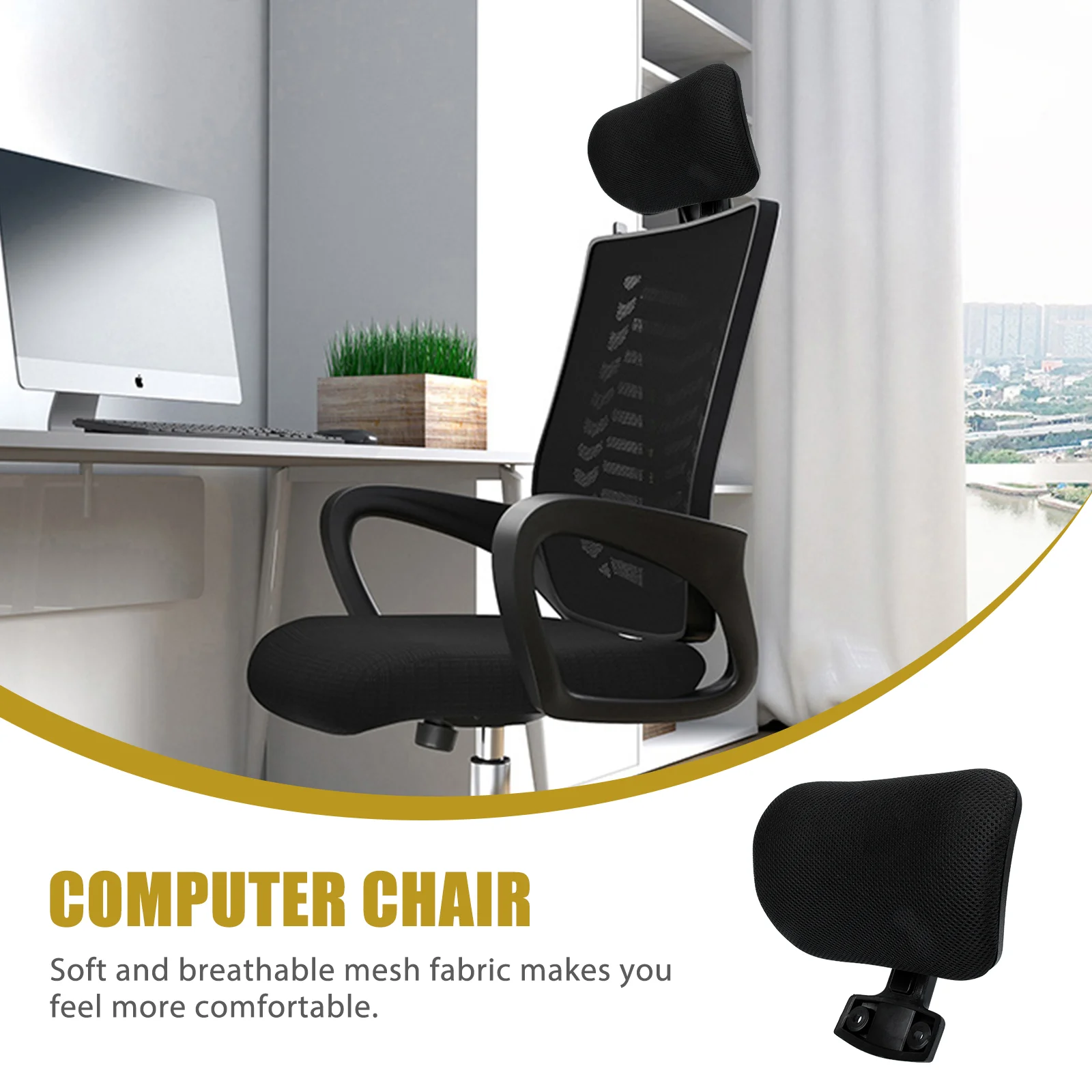 Office Chair Headrest Adjustable Computer Chair Headrest Computer Cushion Rest Retrofit Lift Neck Pillow Swivel Mesh Headrest