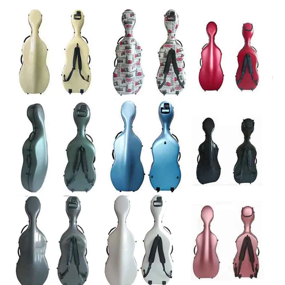 4/4 3/4 1/2 1/4 Sợi Thủy Tinh Gia Cố Nhựa Cello Xưởng Bán Trực Tiếp Nhiều Màu Chống Nước Cello Hộp
