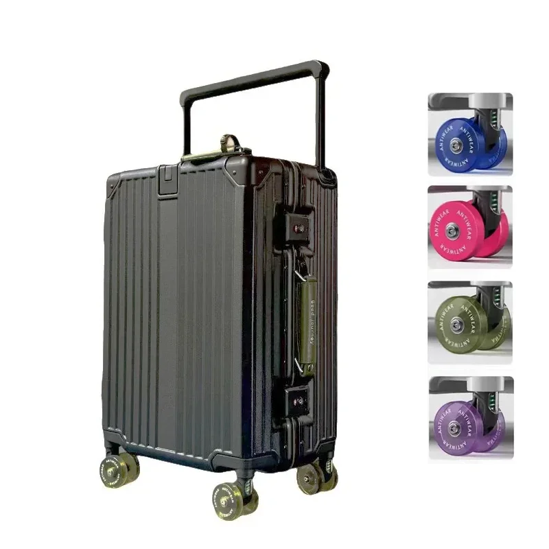 Breites Lenkerrollgepäck mit Aluminiumrahmen, bunten, geräuschlosen Spinnerrädern und TSA-Schloss, Trolley-Koffer mit großem Fassungsvermögen