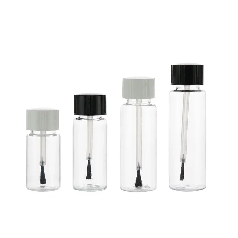 5/10 Uds 5ml 10ml 15ml 20ml 30ml botellas de plástico para esmalte de uñas envases cosméticos vacíos botella de muestra de líquido transparente con cepillo