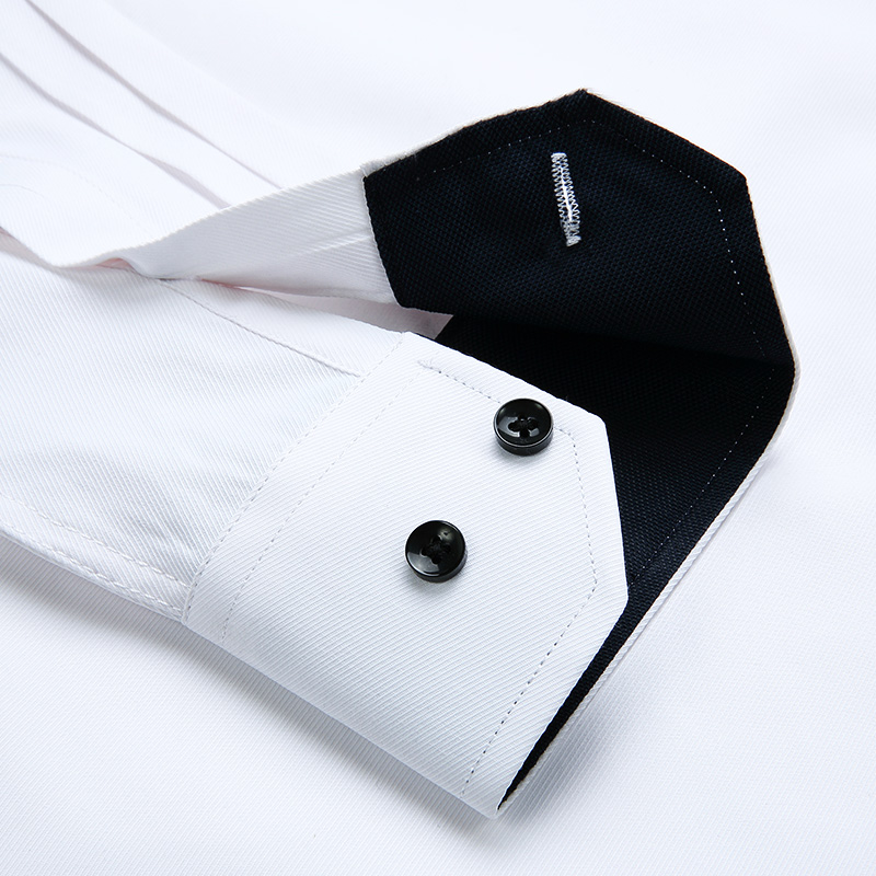 Camisa masculina semi-forma de manga comprida combinando com cores, confortável, ajuste regular, camisas clássicas com botões para atividades de negócios