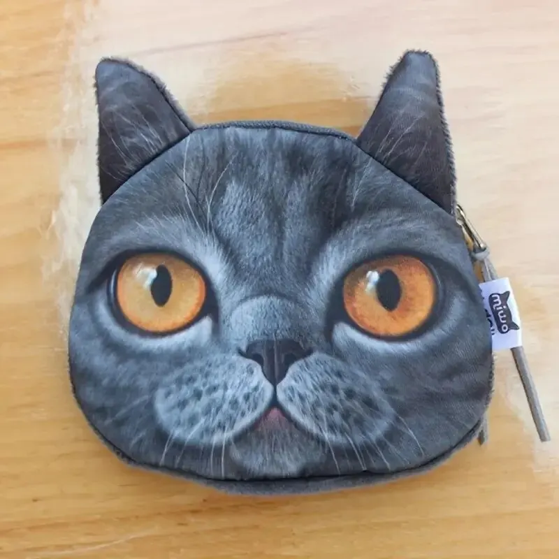 かわいい漫画 3D 猫ぬいぐるみ小銭入れ、動物猫コインバッグミニチュア子供用財布スナックおもちゃ収納袋