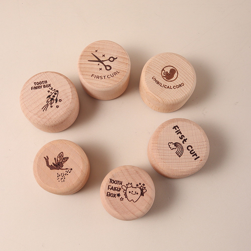 Caixa de lembrança de bebê Beechwood – caixa de memória de primeiro dente e cordão umbilical, baú de tesouro Marco