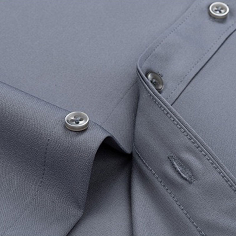 Camisa social para hombre, manga larga, sin planchar, informal, de oficina profesional, fácil de cuidar, color sólido