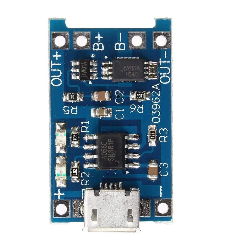 บอร์ดชาร์จแบตเตอรี่ลิเธียม5V 1A TP4056 10ชิ้นแผงชาร์จแบตเตอรี่ลิเธียมโมดูลชาร์จไมโคร USB ปกป้อง