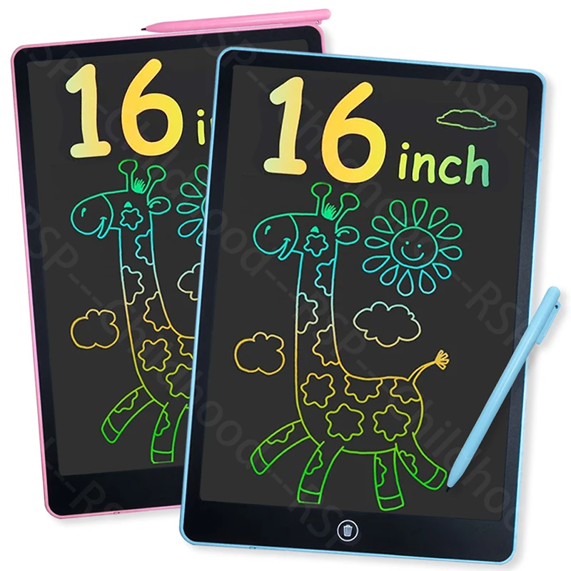 Tablero de dibujo LCD grande de 16 pulgadas, tableta de escritura, pizarra mágica de dígitos, herramientas de arte, pintura, juguetes educativos y de aprendizaje para niños, regalo