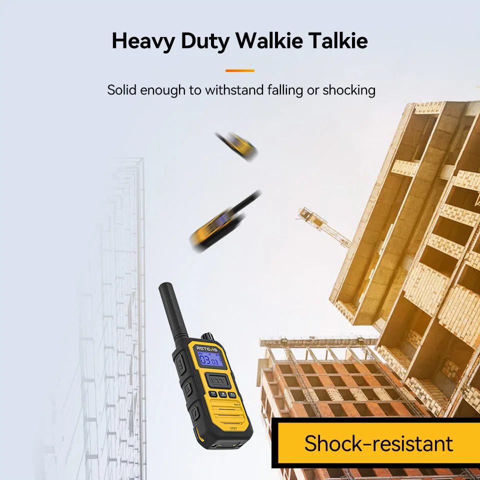 Retevis RB648Plus IP67 Wasserdichtes Walkie-Talkie, robustes Walkie-Talkie, große Reichweite, Doppel-PTT-PMR/FRS-Funkgerät für die Fabrik