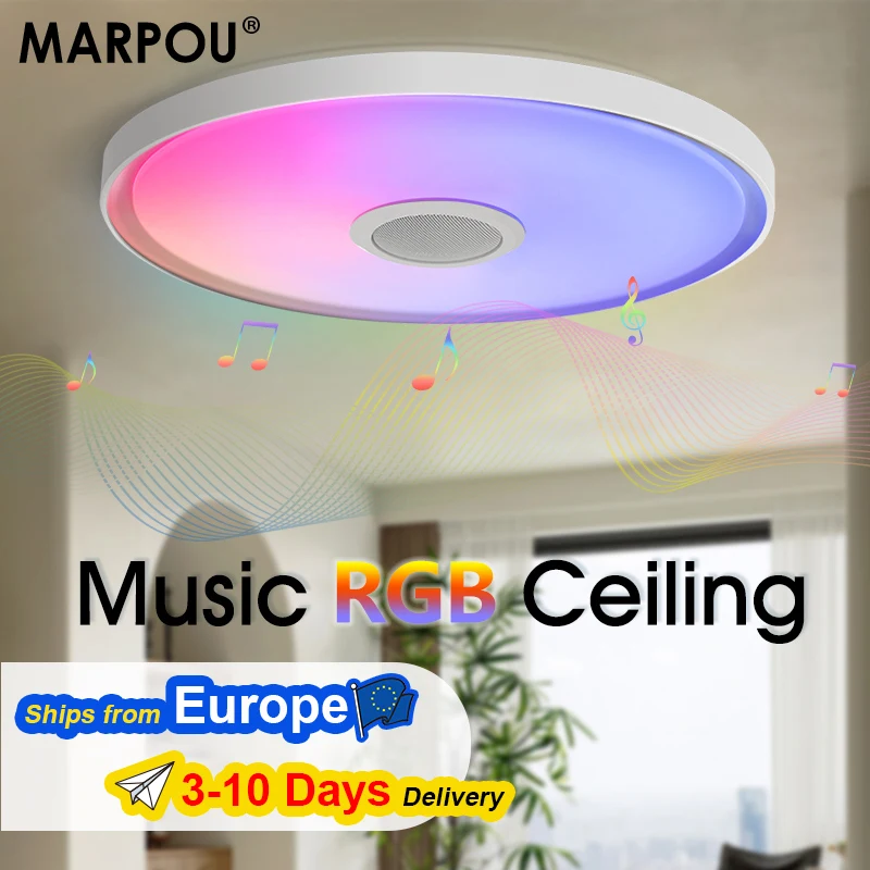 TUYA Deckenleuchten Moderne Musikleuchte RGB Dimmen 46CM 37CM 30CM Heimbeleuchtung Intelligente Deckenleuchten mit Fernbedienung AC220V