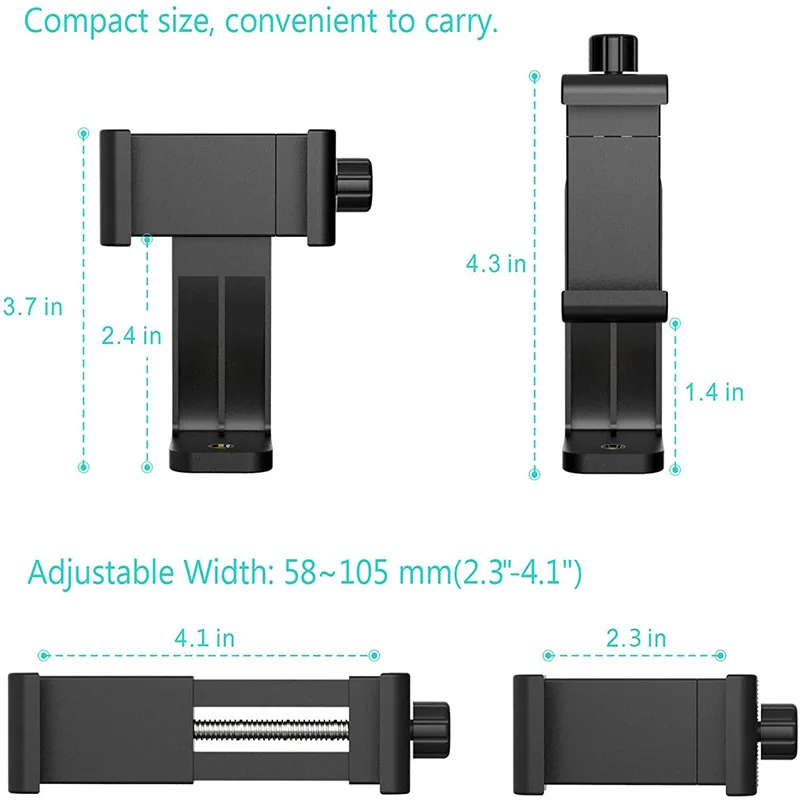 Tripod Mount Universal 360 Degree Mobile Phone Clip Compatible With 1/4 Screw Cellphone Holder Desk Tripod Adapter For iphone