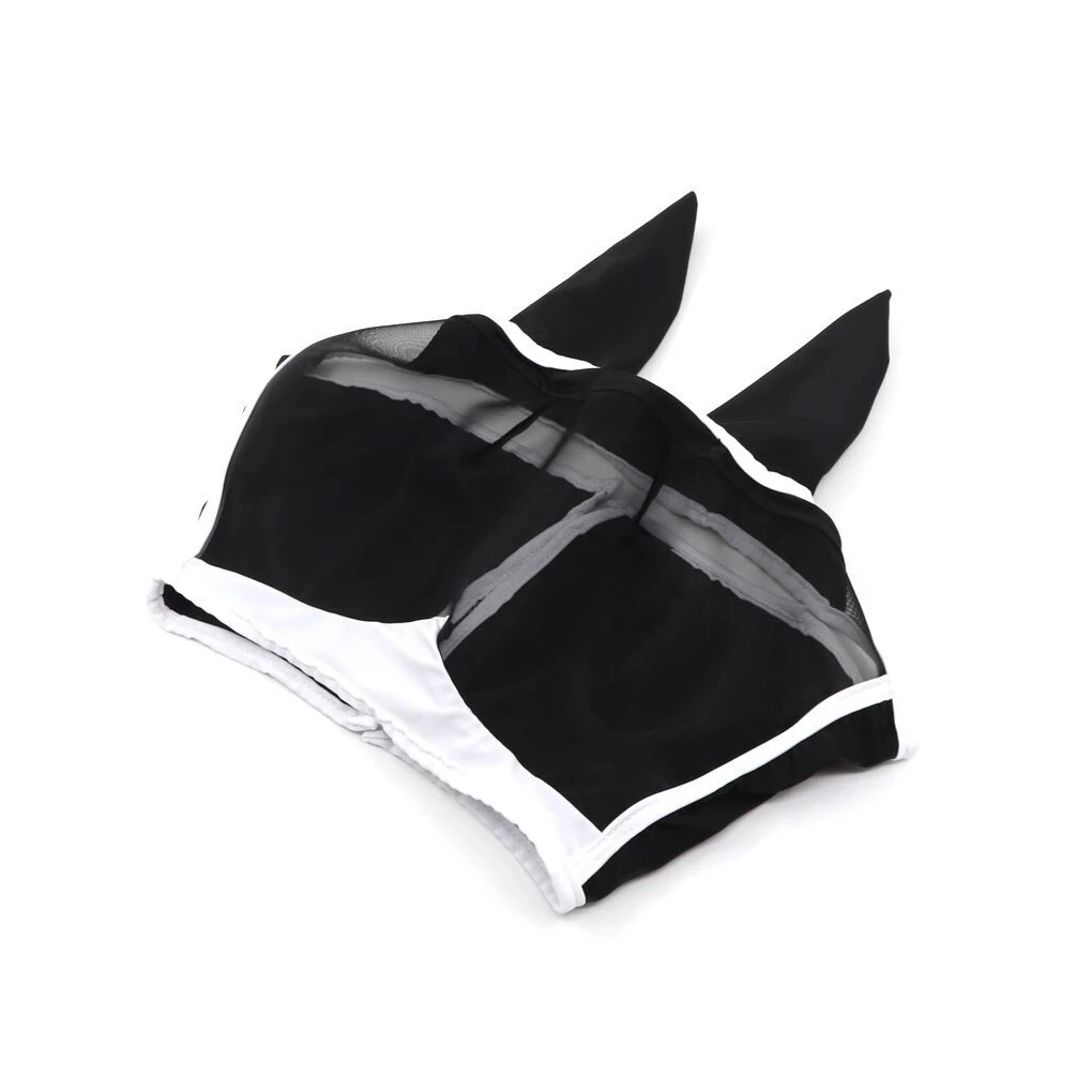Maschera per cavalli traspirante multi-dimensione Cappuccio per cavalli anti-zanzara adatto per cavalli piccoli, medi e grandi incollati per prevenire le zanzare