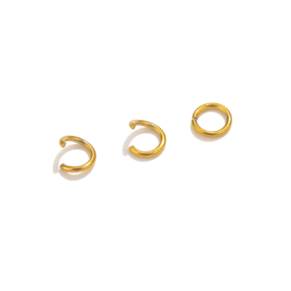 Aço inoxidável Abrir Jump Anéis, PVD Banhado A Ouro Conectores, DIY Fazer Jóias, Split Ring, Achados Acessórios, 100Pcs