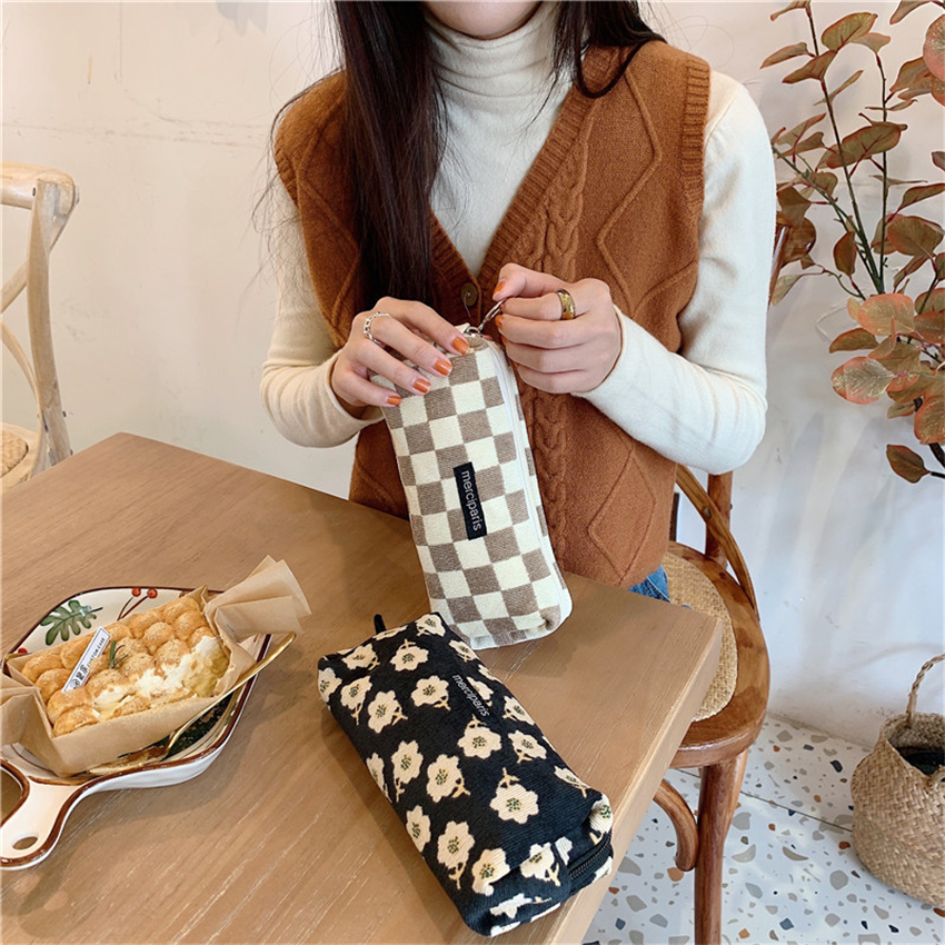 鉛筆ケース韓国文具レトロ Estuche ケースかわいい花鉛筆ケース女の子のための素材アブラソコムツ Papeleria Trousse Scolaire