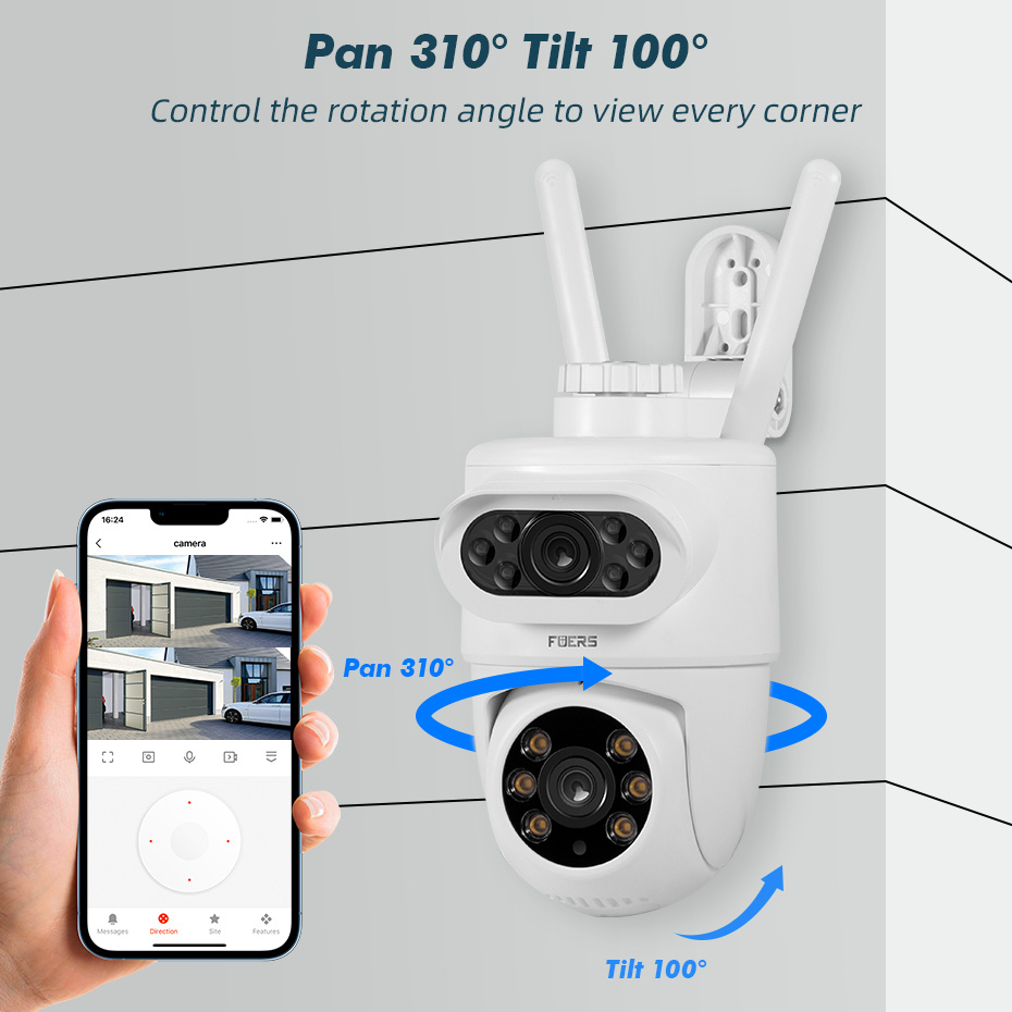 FUERS 5K 10MP デュアルレンズ IP カメラ Tuya スマートホームセキュリティ自動追跡ワイヤレス警報 WIFI CCTV 監視屋外カメラ