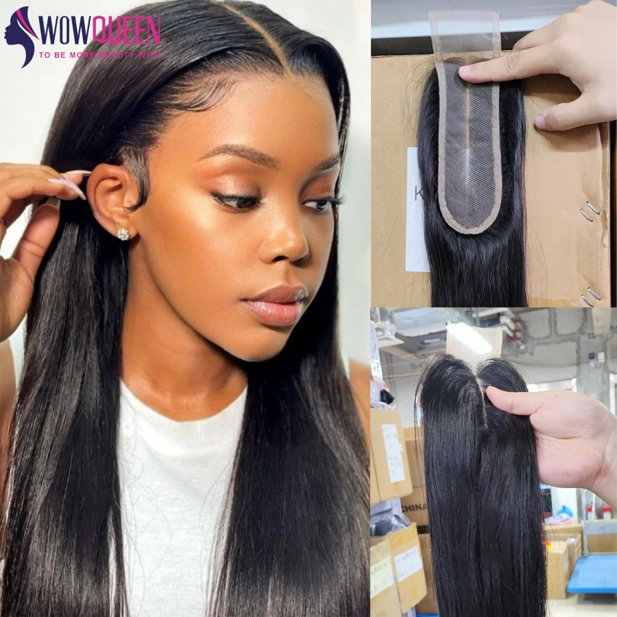 Cabelo humano remy reto com fechamento frontal completo do laço, 100% cabelo humano, orelha a orelha, transparente, 4x4, 5x5, 6x6, 13x4, 13x6