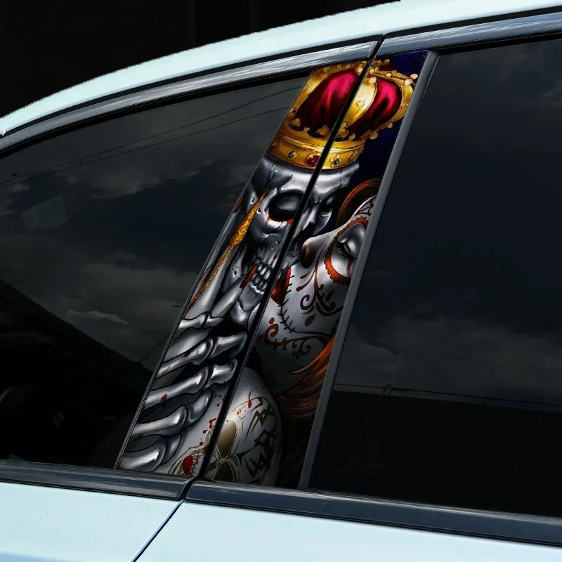 1PC Gothic Skeleton Paar Auto Aufkleber Wasserdichte Auto B Säule Halloween Decor Abdeckung Scratch DIY Auto Türen Säule Schädel abziehbilder