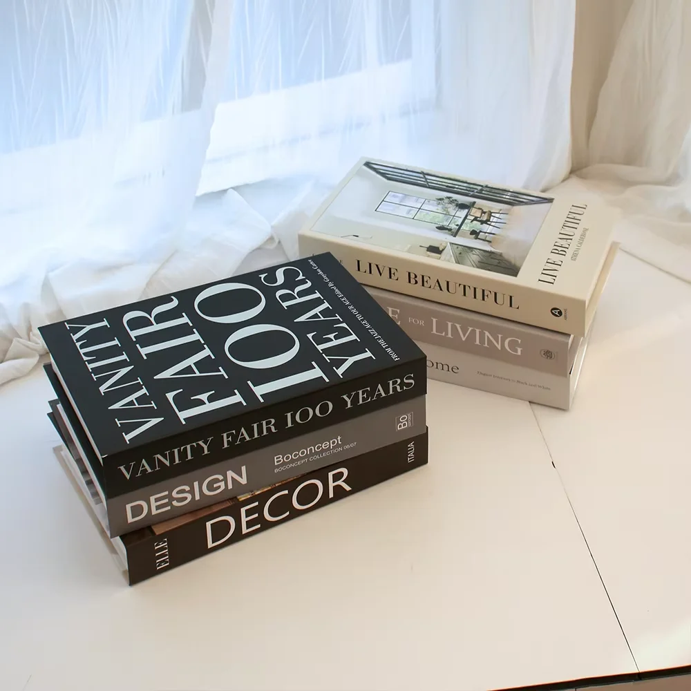 Libros falsos de lujo, accesorios de decoración del hogar para sala de estar, decoración del hogar a la moda, libros de utilería, libros de mesa de centro nórdicos simples