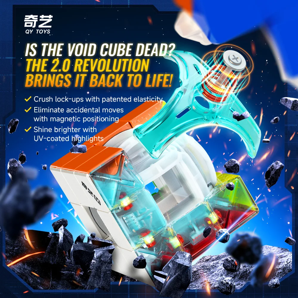 [Picube] QiYi Racing Void Cube Hollow Magnetic UV Magic Speed Cube Stickerless Fidget Toys Cubo Magico Puzzle Qiyi Hollow 3x3 M